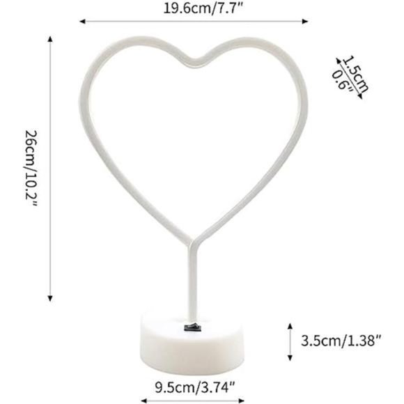 2 Pack Neon Heart Light LED Neon Signs Night Light Room Decor Heart Shaped Light - Picture 3 of 7